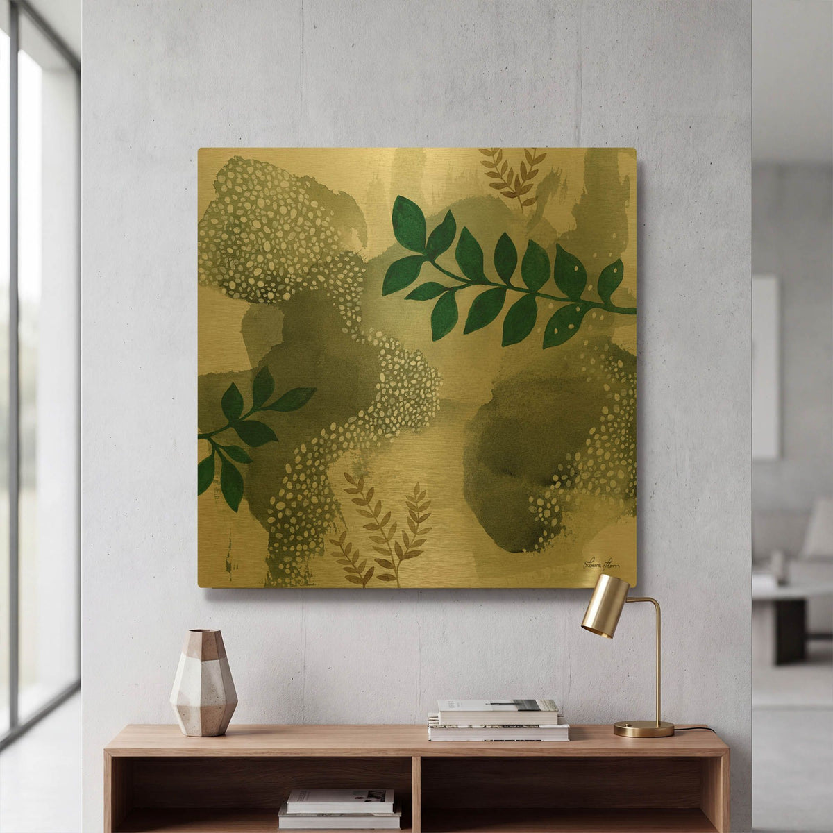 'Wood Land Walk IV' By Laura Horn Gold Metal Wall Art