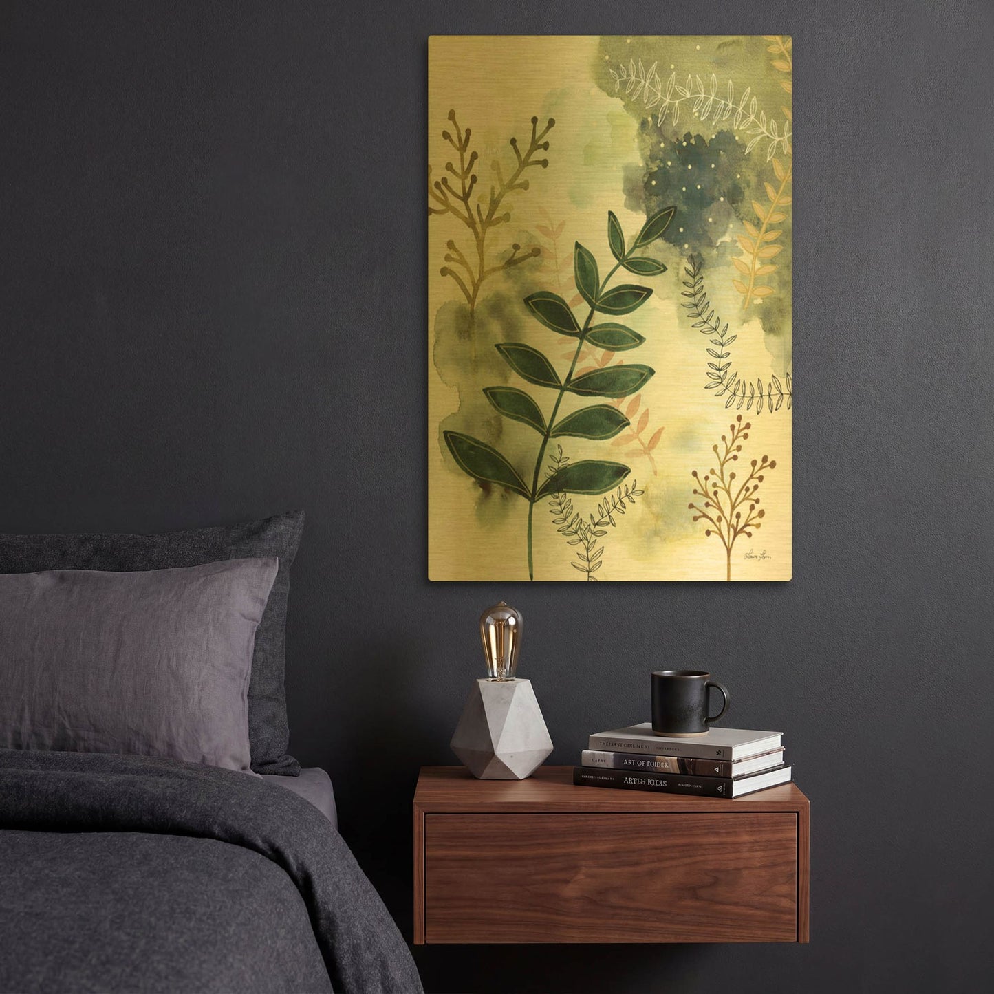 'Wood Land Walk V' By Laura Horn Gold Metal Wall Art