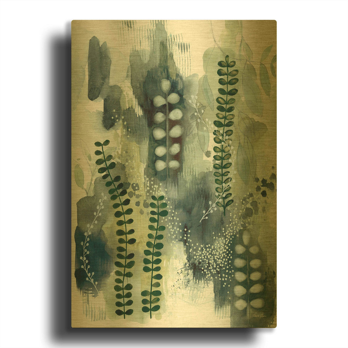 'Wood Land Walk VI' By Laura Horn Gold Metal Wall Art