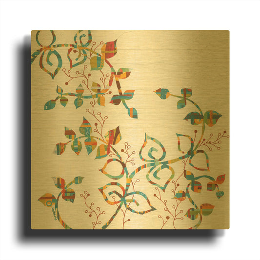 'Rainbow Vines with Berries Spice' By Kathy Ferguson Gold Metal Wall Art