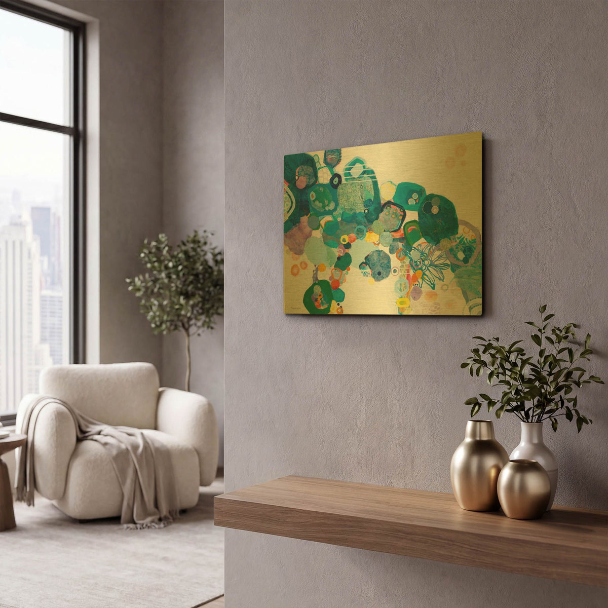 'Bridging our Differences' By Kathy Ferguson Gold Metal Wall Art