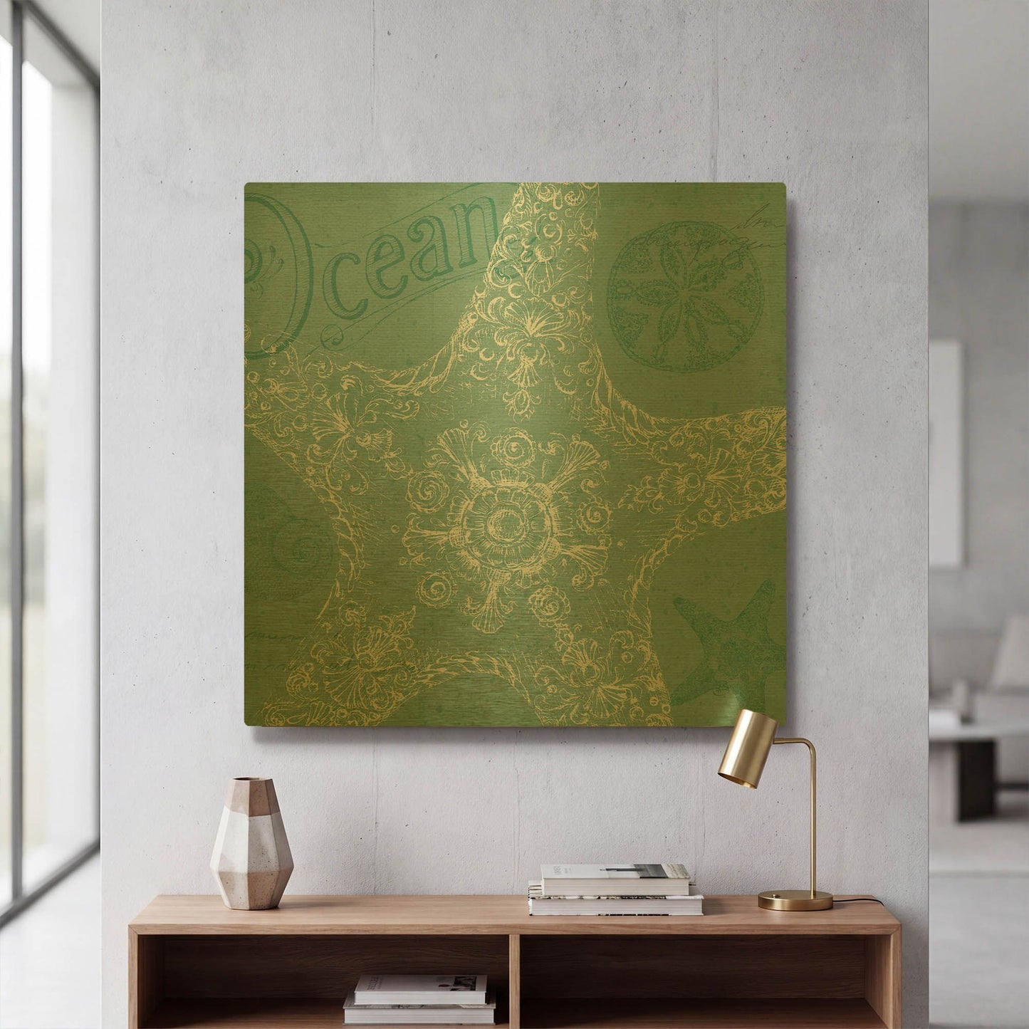 'Aqua Treasure I' By Daphne Brissonnet Gold Metal Wall Art