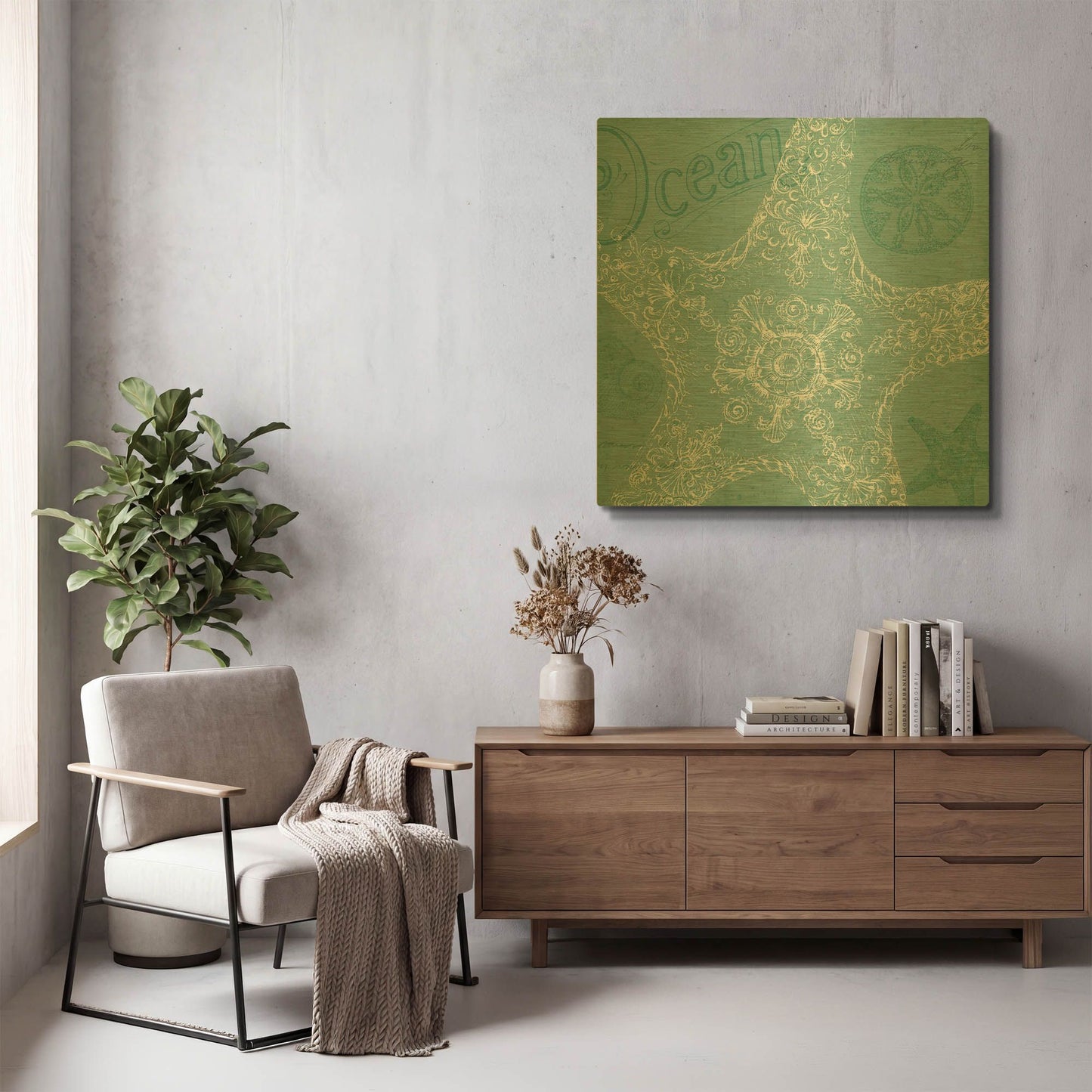 'Aqua Treasure I' By Daphne Brissonnet Gold Metal Wall Art