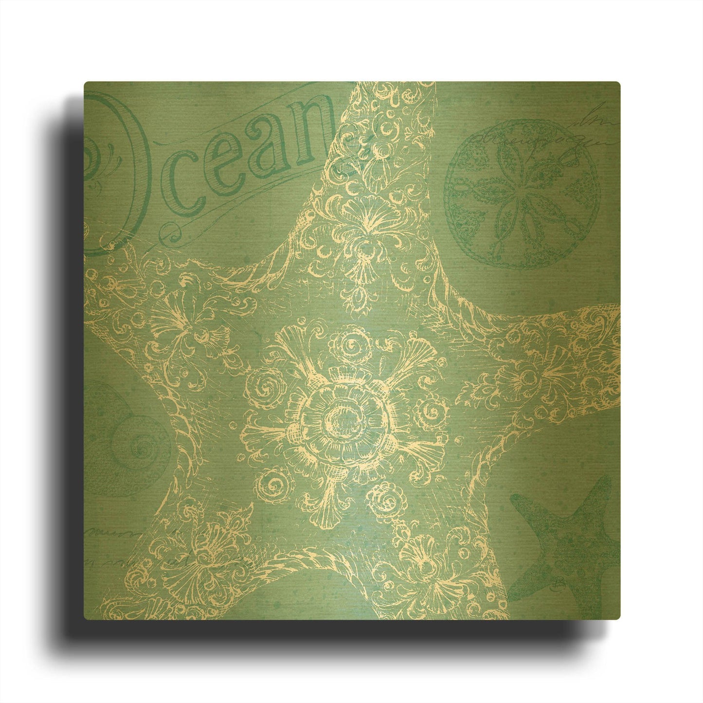 'Aqua Treasure I' By Daphne Brissonnet Gold Metal Wall Art