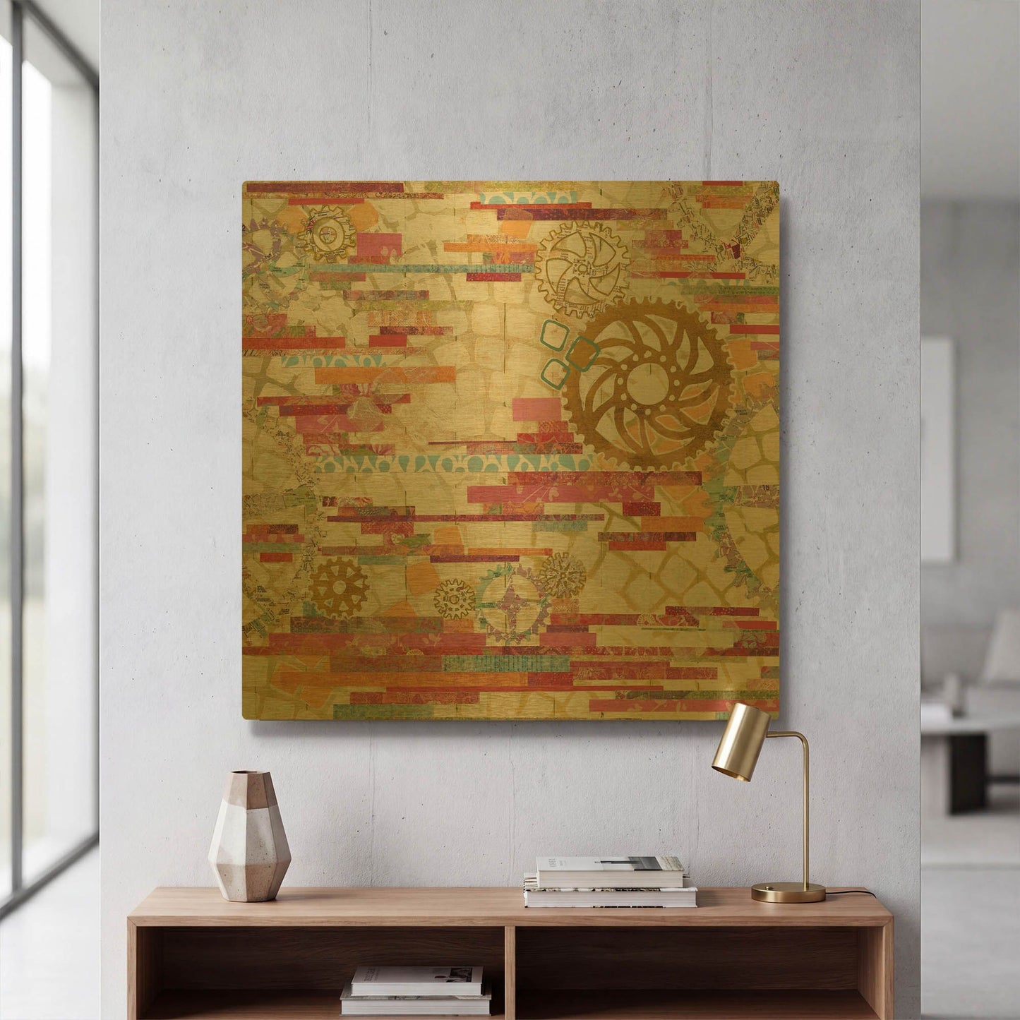 'EU Timetable I on White' By Kathy Ferguson Gold Metal Wall Art
