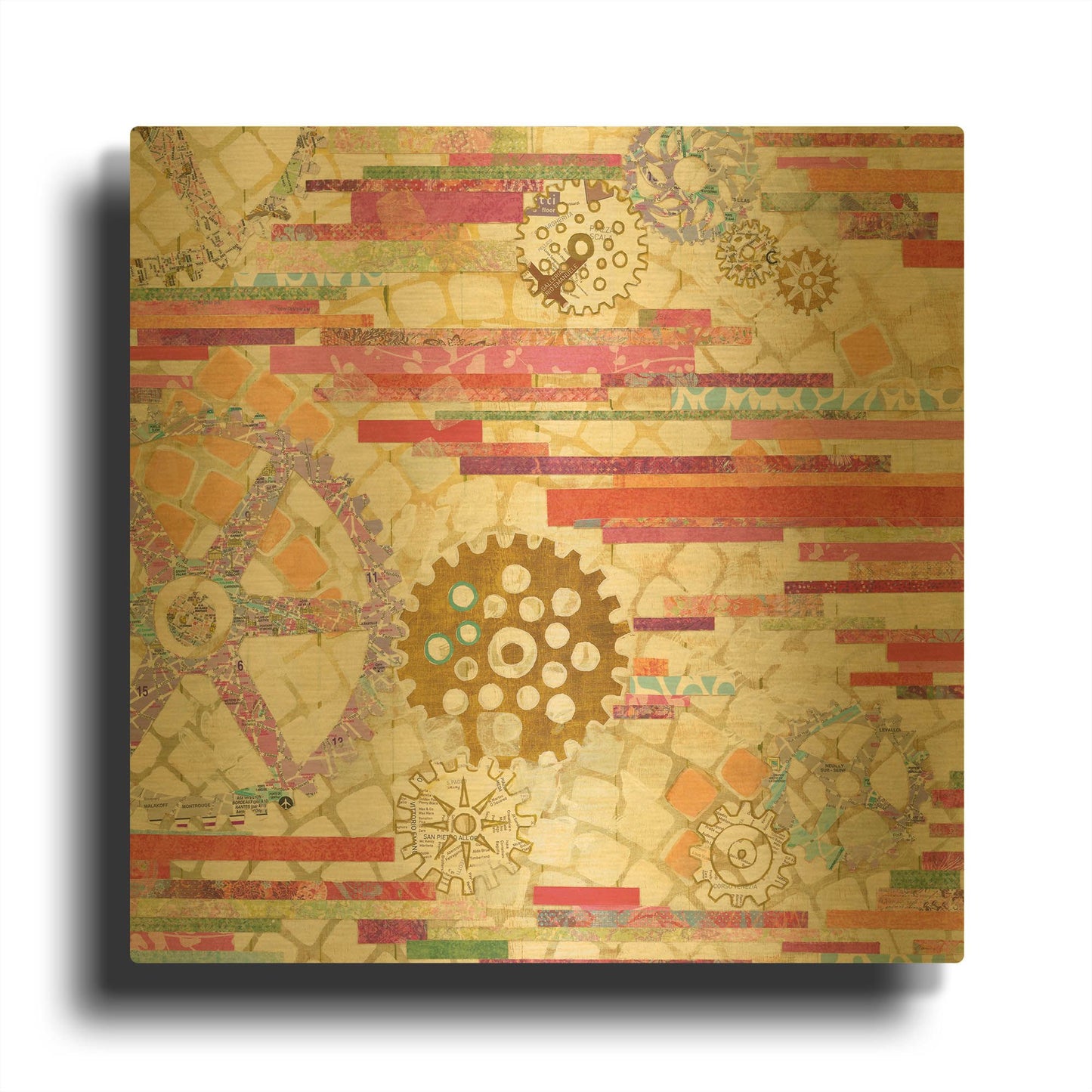 'EU Timetable II on White' By Kathy Ferguson Gold Metal Wall Art