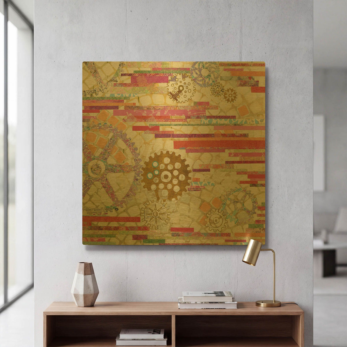 'EU Timetable II on White' By Kathy Ferguson Gold Metal Wall Art