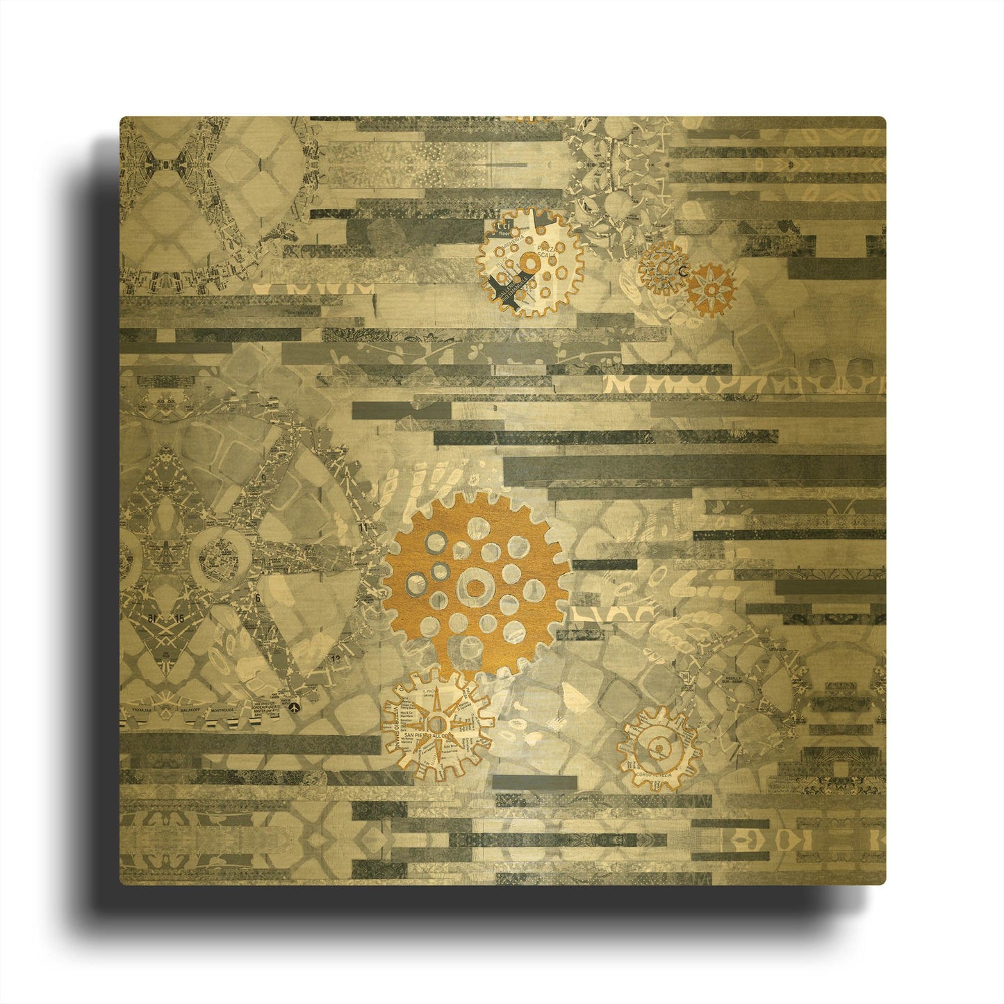 'EU Timetable II BW' By Kathy Ferguson Gold Metal Wall Art