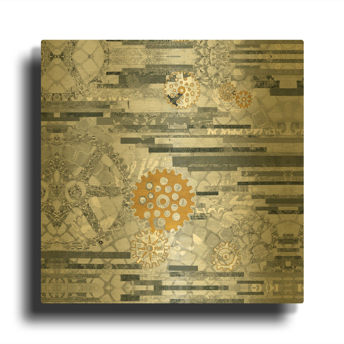 'EU Timetable II BW' By Kathy Ferguson Gold Metal Wall Art