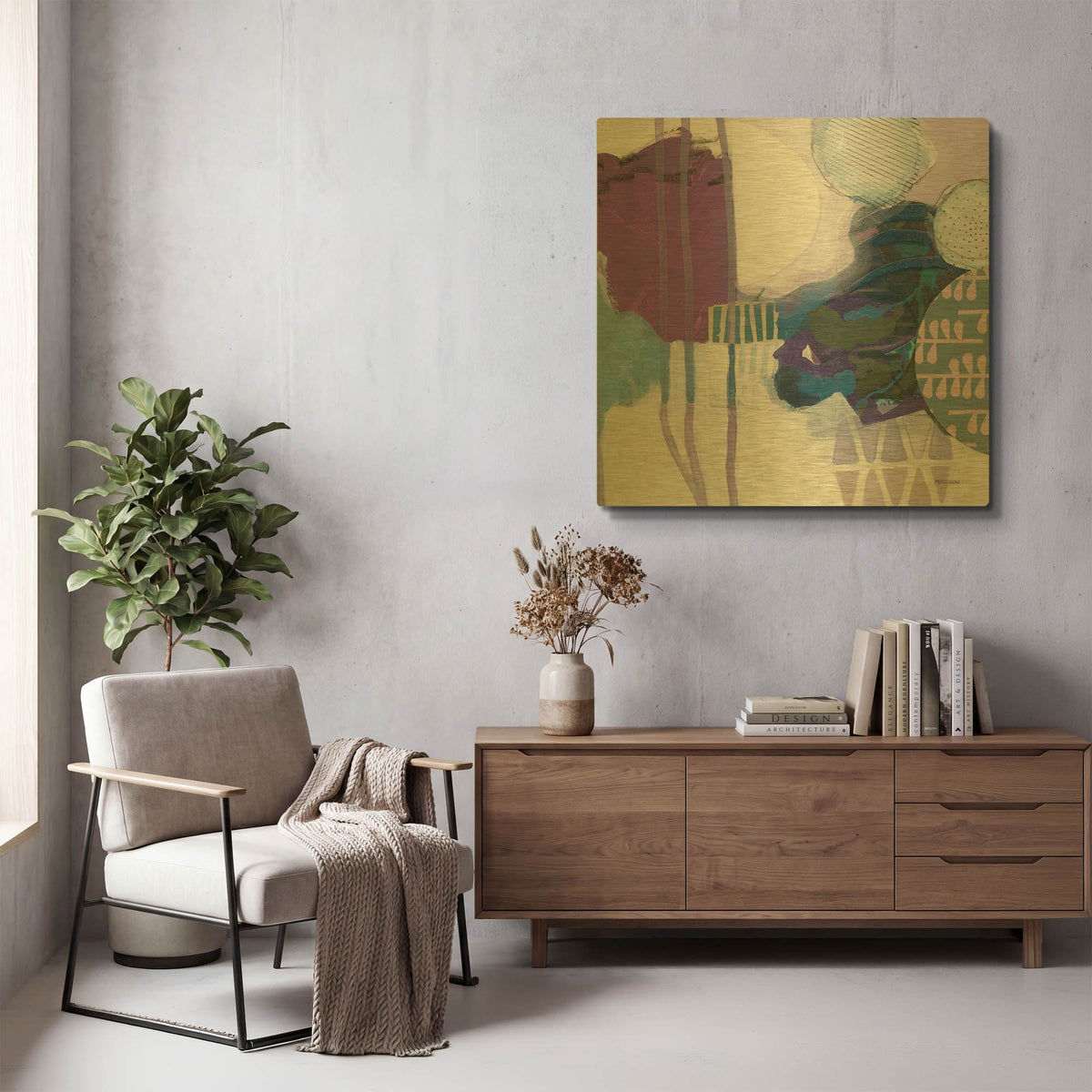 'Abstract Layers IV' By Kathy Ferguson Gold Metal Wall Art