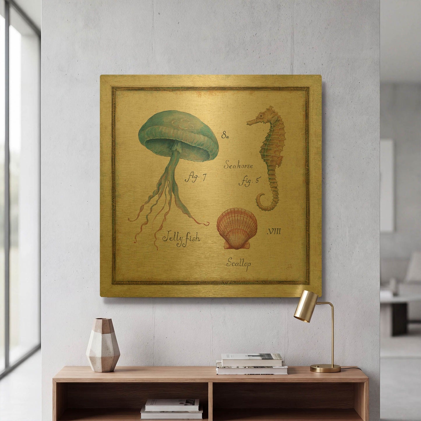 'Oceanography III' By Daphne Brissonnet Gold Metal Wall Art