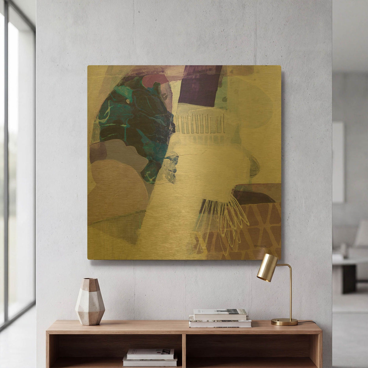 'Abstract Layers III' By Kathy Ferguson Gold Metal Wall Art