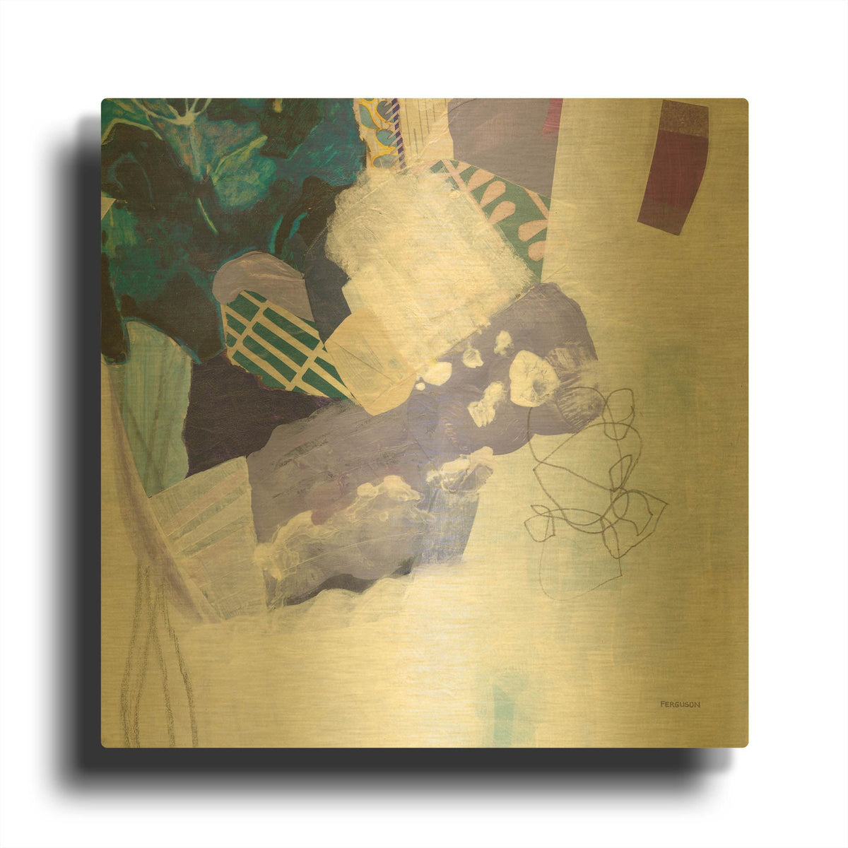 'Abstract Layers II' By Kathy Ferguson Gold Metal Wall Art