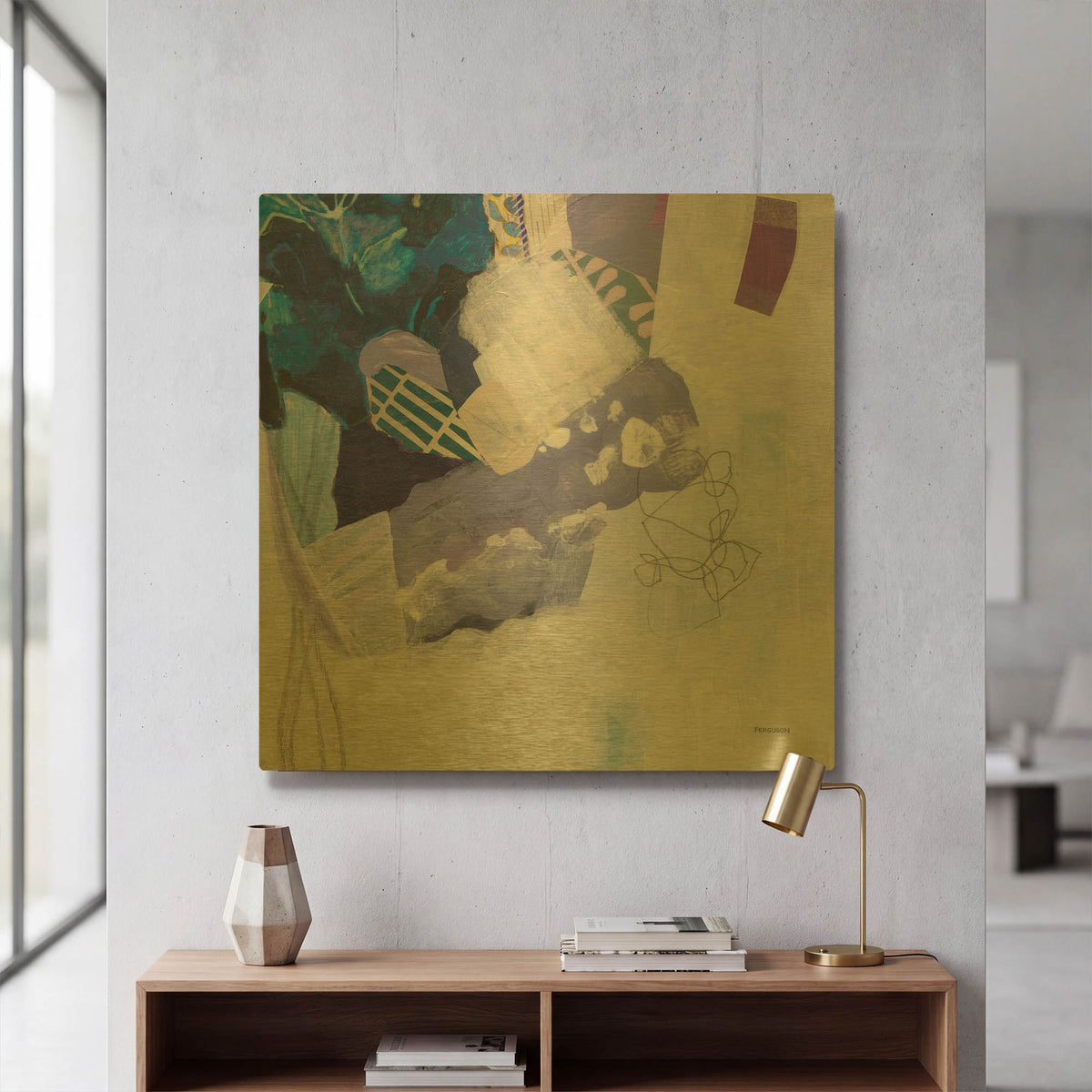'Abstract Layers II' By Kathy Ferguson Gold Metal Wall Art