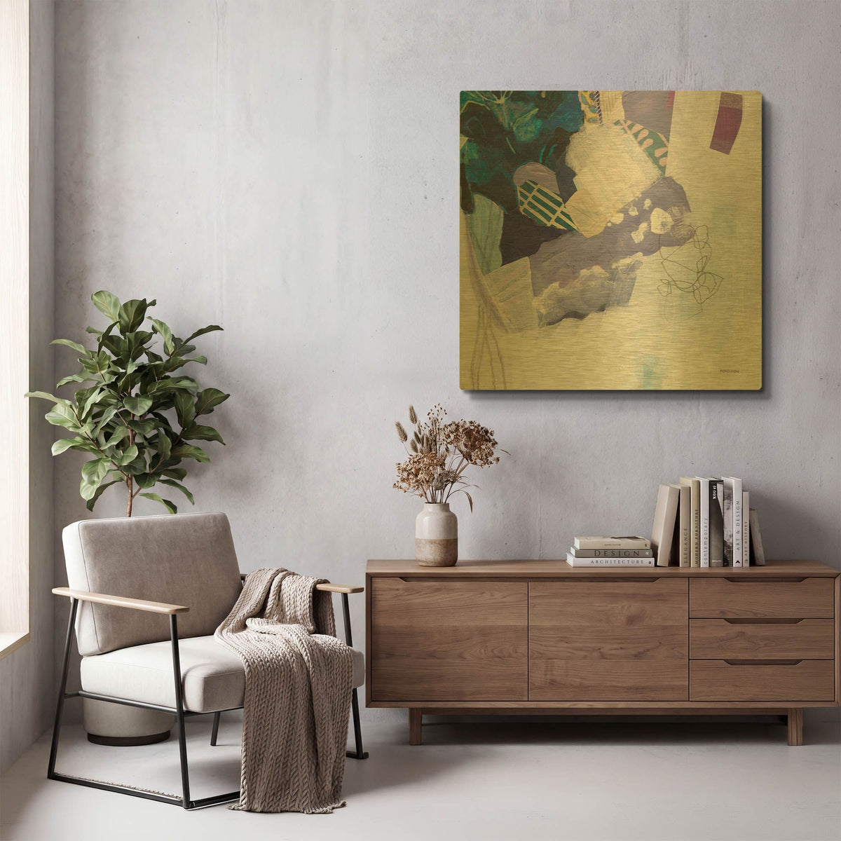 'Abstract Layers II' By Kathy Ferguson Gold Metal Wall Art