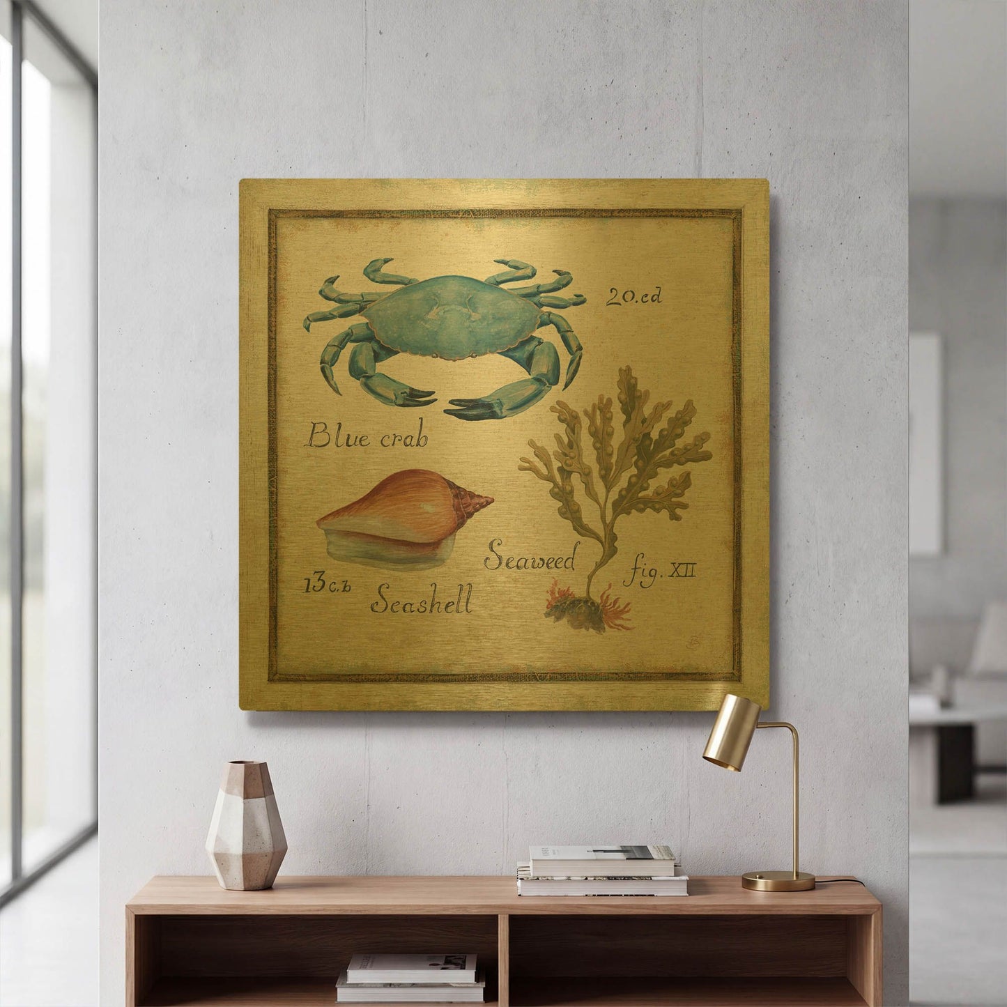 'Oceanography IV' By Daphne Brissonnet Gold Metal Wall Art