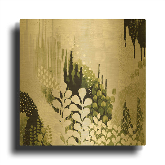 'BW Forest II with Green' By Kathy Ferguson Gold Metal Wall Art