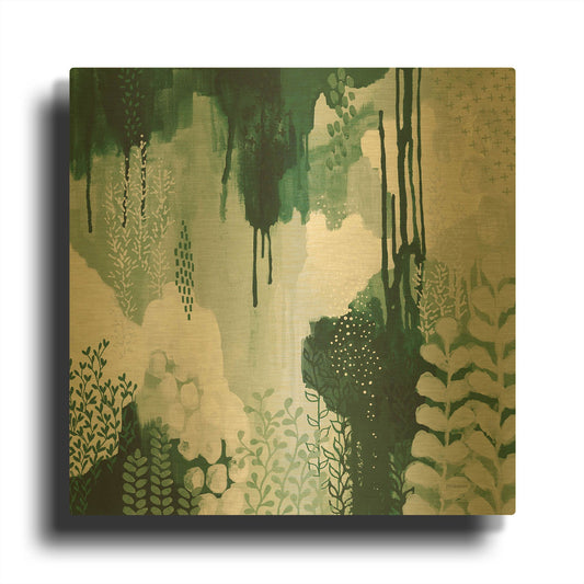'Light Green Forest I' By Kathy Ferguson Gold Metal Wall Art