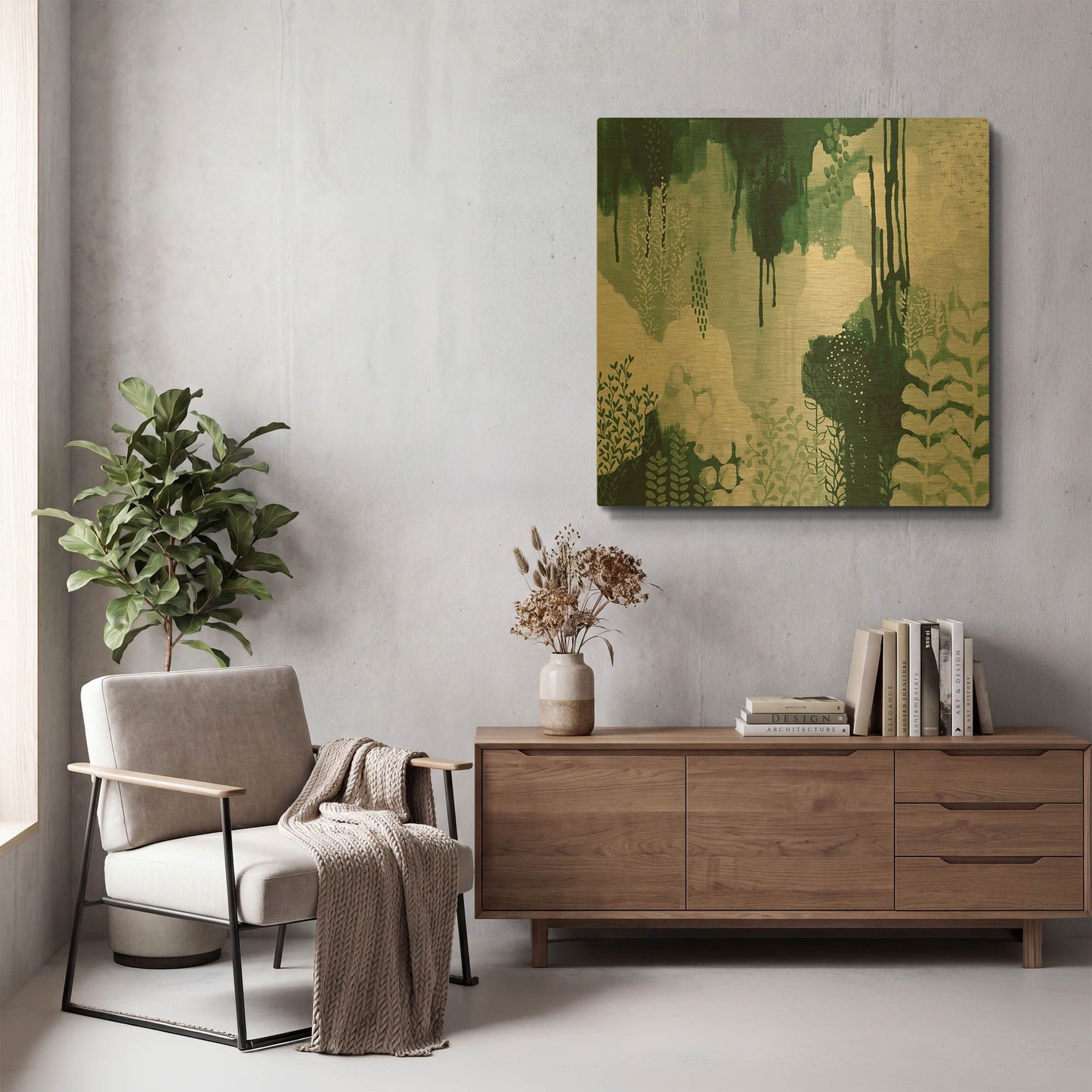 'Light Green Forest I' By Kathy Ferguson Gold Metal Wall Art