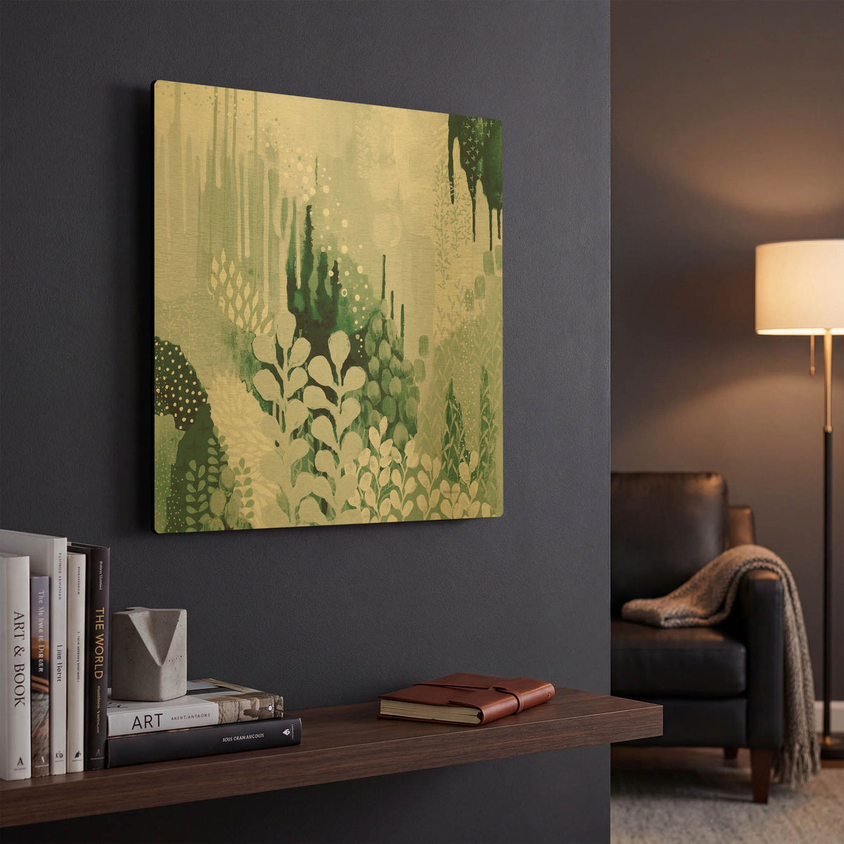 'Light Green Forest II' By Kathy Ferguson Gold Metal Wall Art