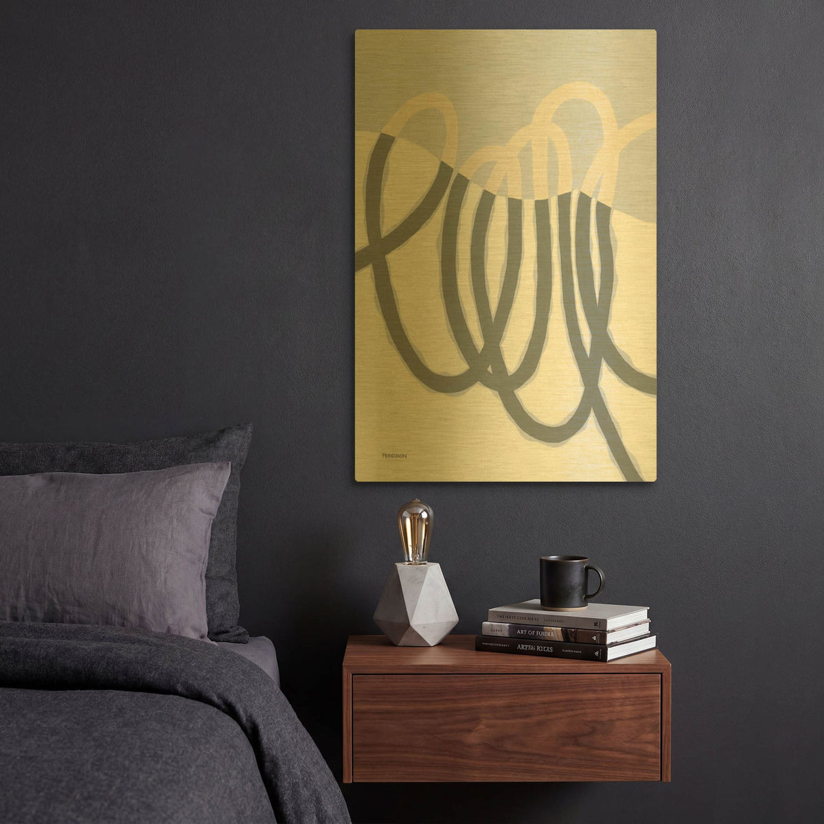 'Loops I' By Kathy Ferguson Gold Metal Wall Art