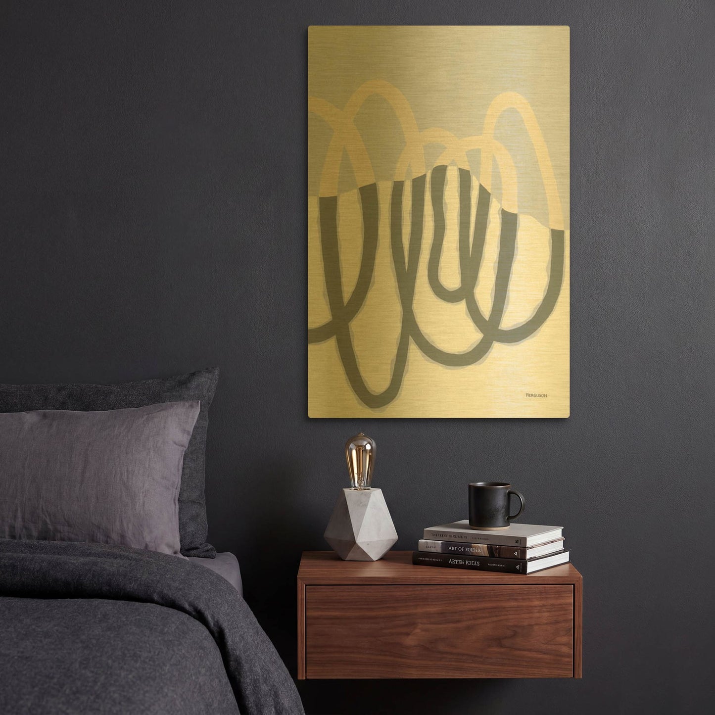 'Loops II' By Kathy Ferguson Gold Metal Wall Art
