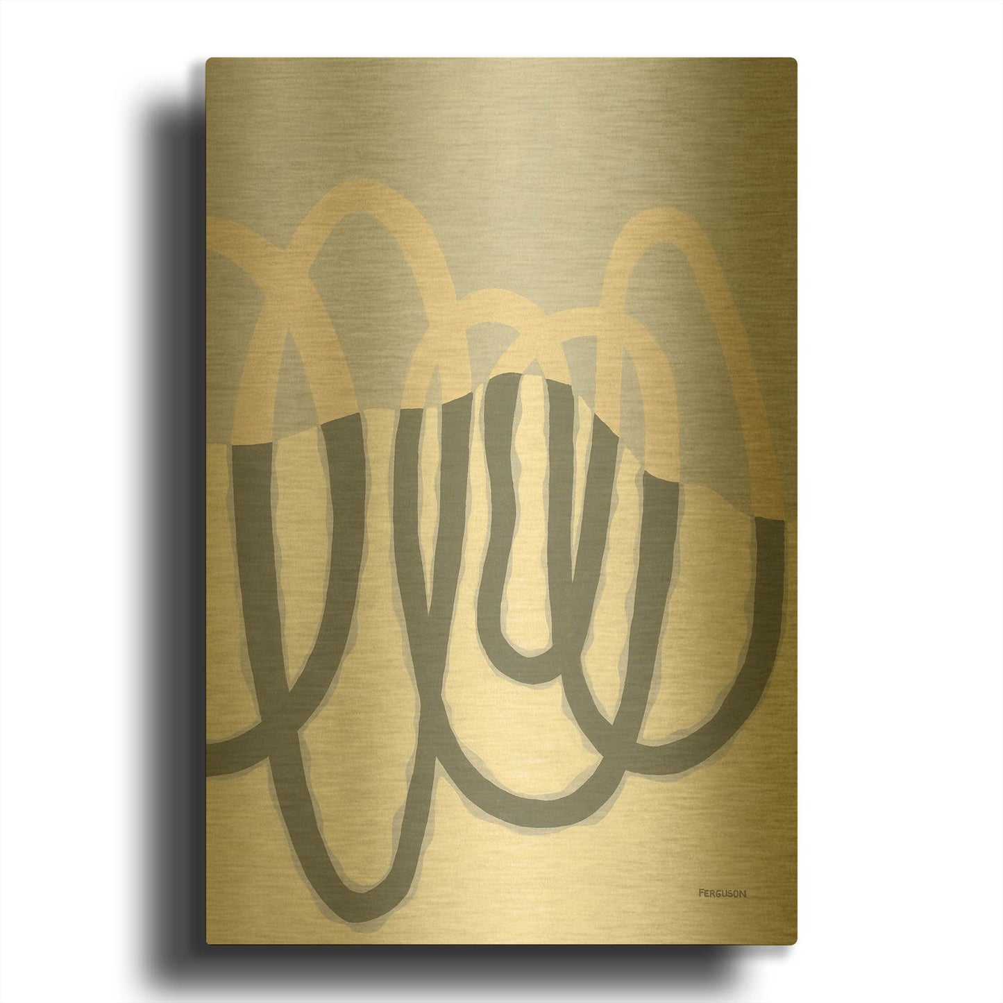 'Loops II' By Kathy Ferguson Gold Metal Wall Art