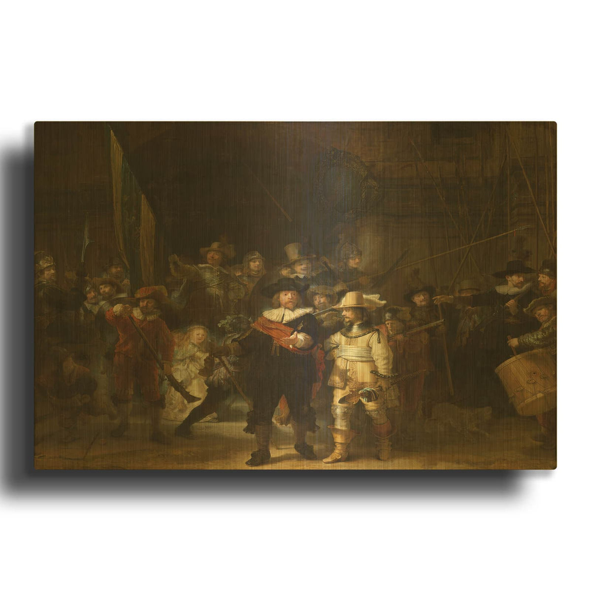 'The Night Watch' By Rembrandt Gold Metal Wall Art