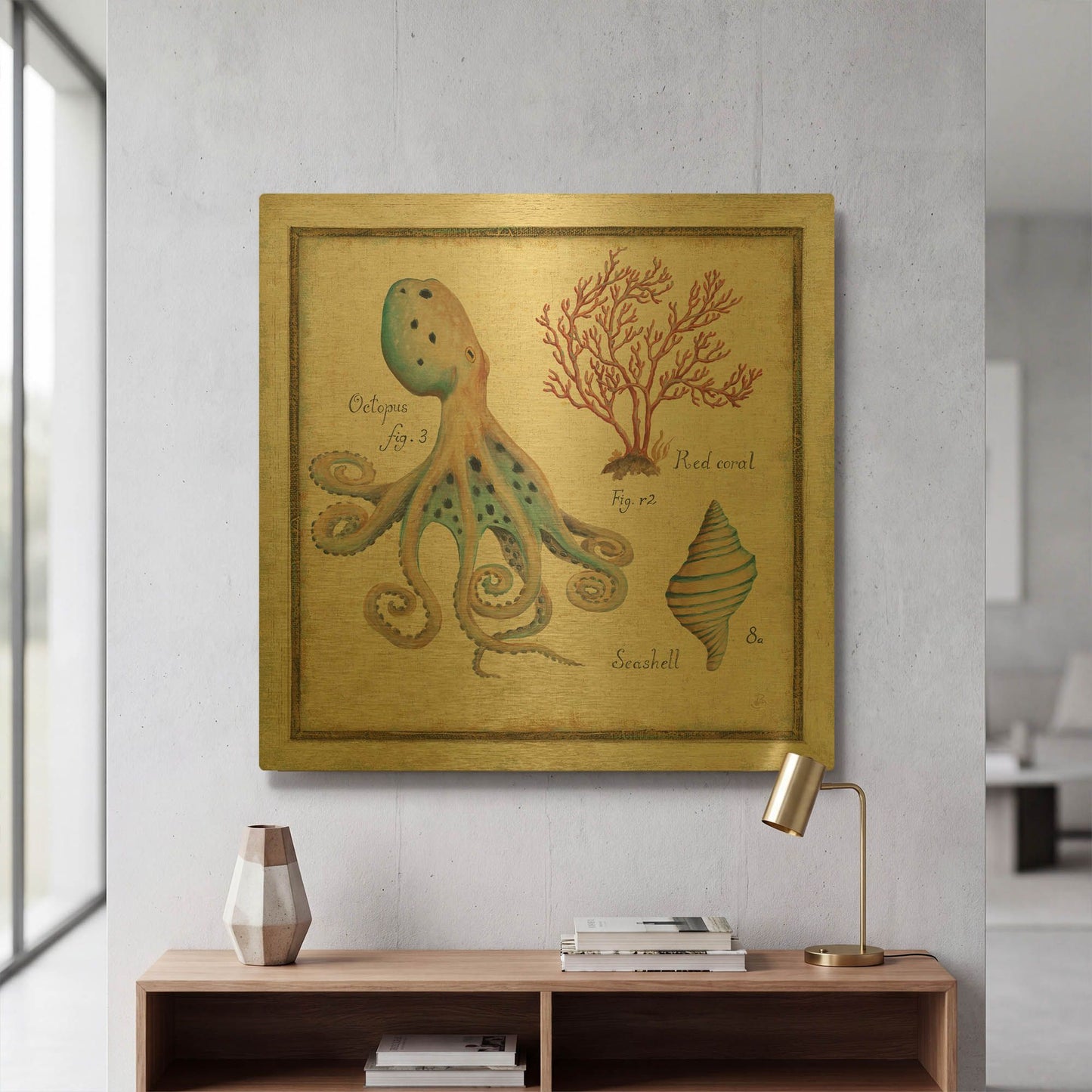 'Oceanography I' By Daphne Brissonnet Gold Metal Wall Art