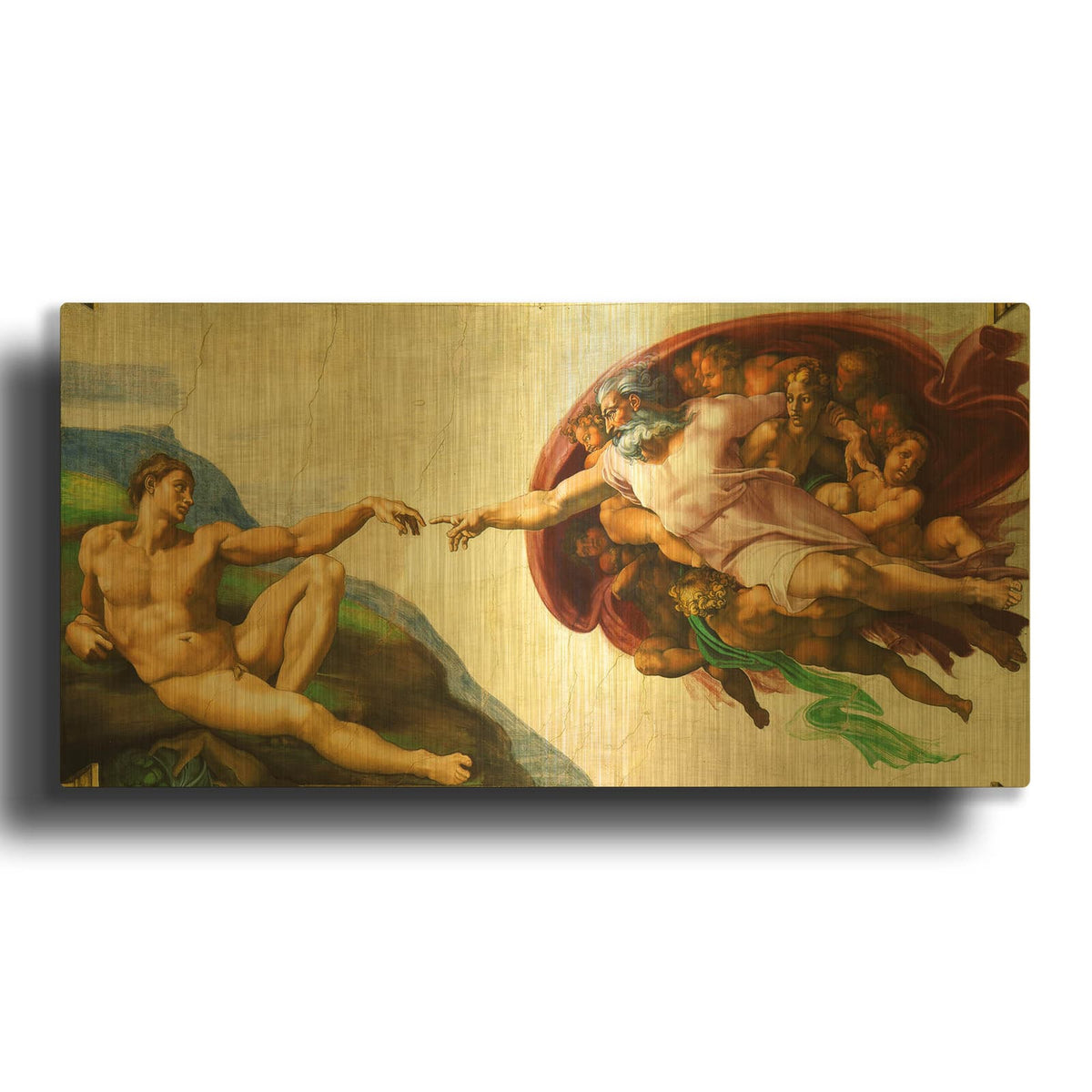 'The Creation of Adam' By Michelangelo Gold Metal Wall Art