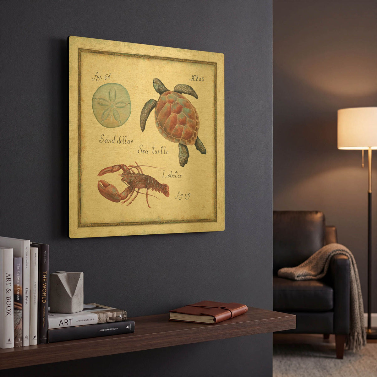 'Oceanography II' By Daphne Brissonnet Gold Metal Wall Art
