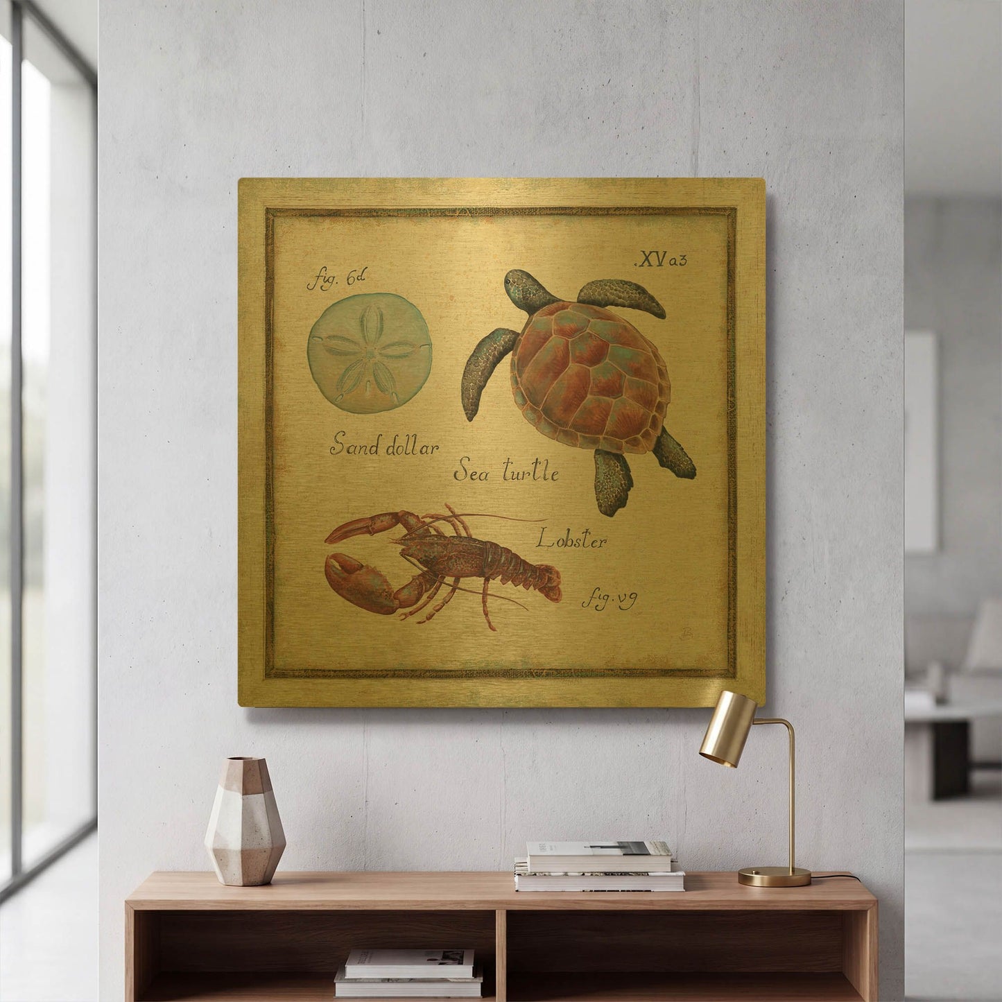 'Oceanography II' By Daphne Brissonnet Gold Metal Wall Art