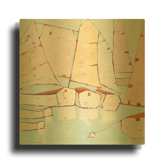 'Moored' By Phyllis Adams Gold Metal Wall Art