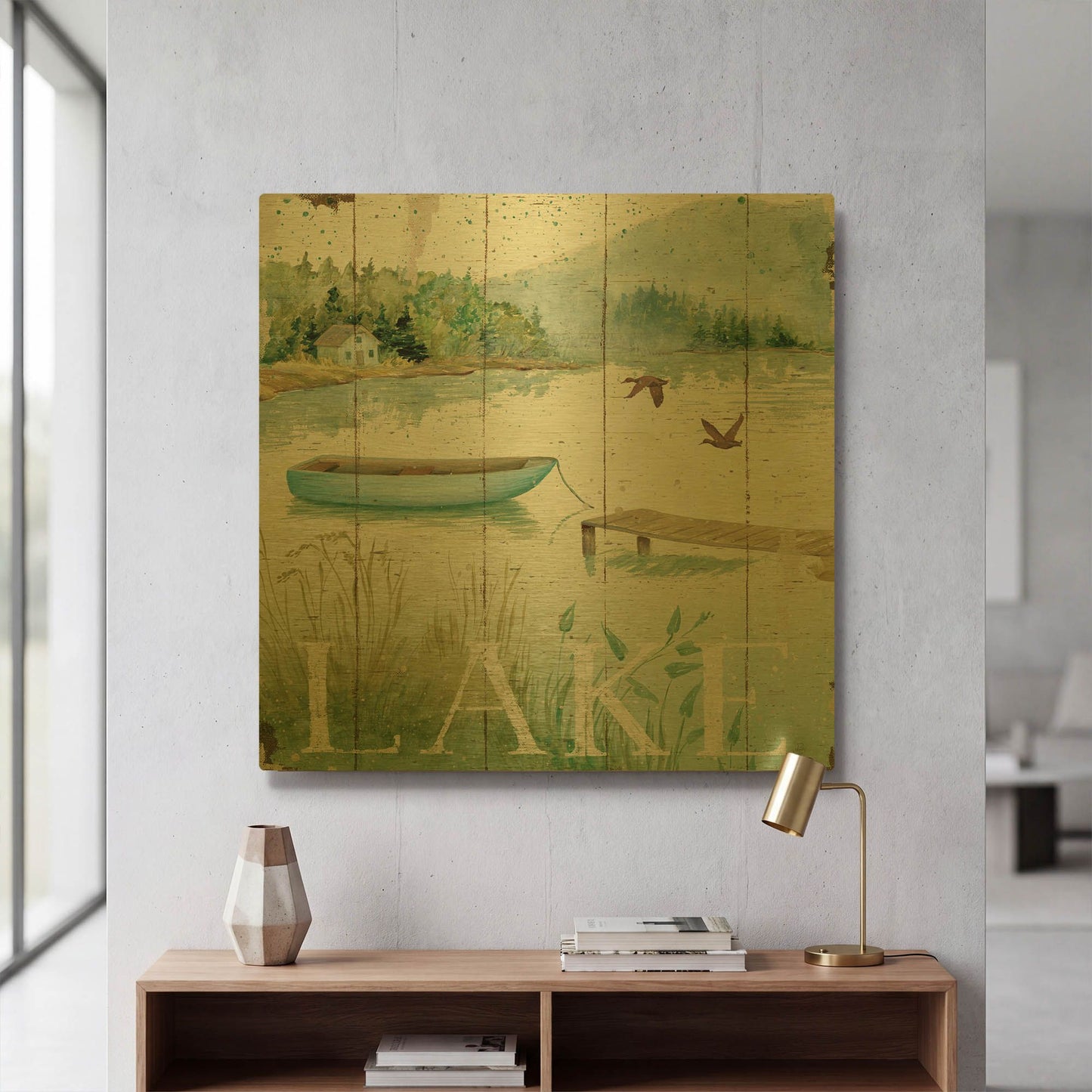 'Lakeside II' By Daphne Brissonnet Gold Metal Wall Art