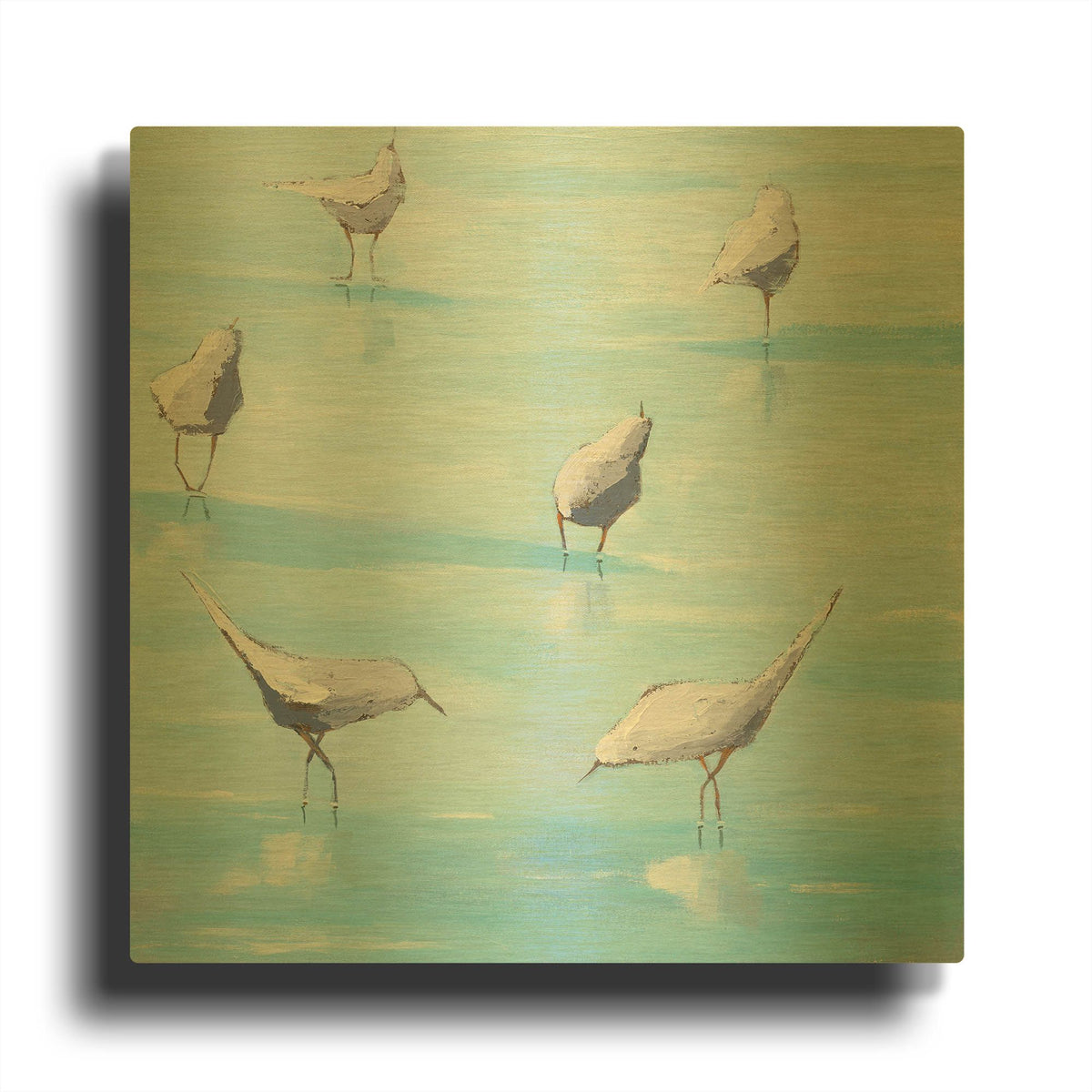 'By the Waters Edge' By Phyllis Adams Gold Metal Wall Art