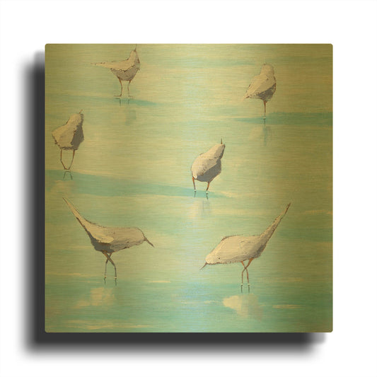 'By the Waters Edge' By Phyllis Adams Gold Metal Wall Art