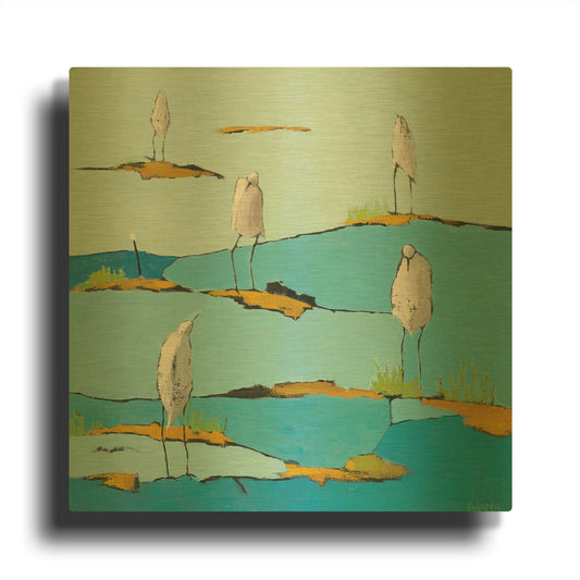 'Beach Bums' By Phyllis Adams Gold Metal Wall Art