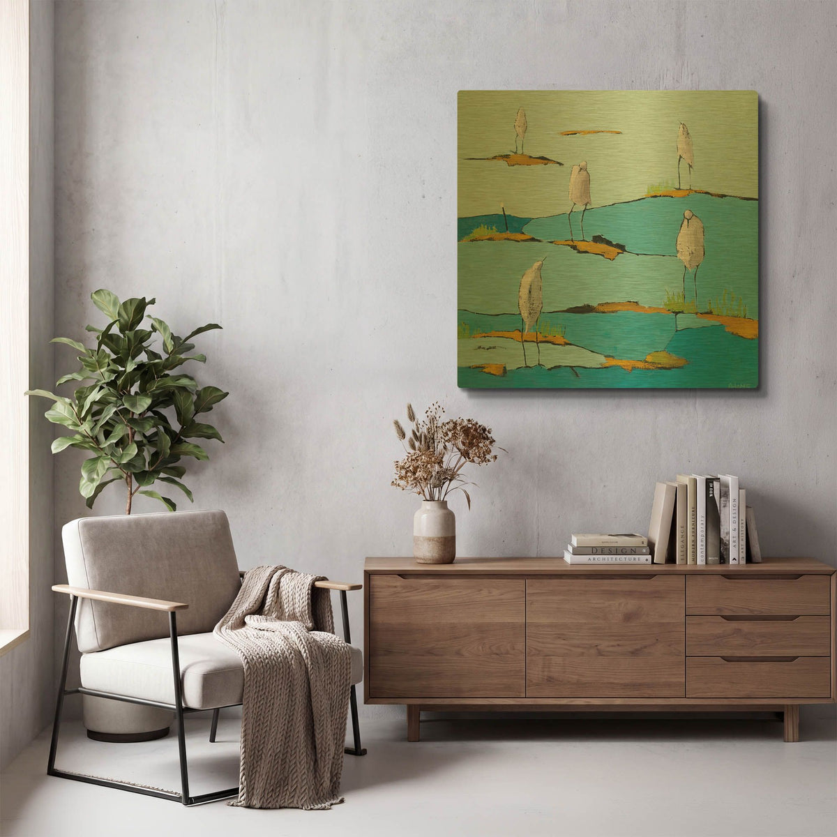 'Beach Bums' By Phyllis Adams Gold Metal Wall Art