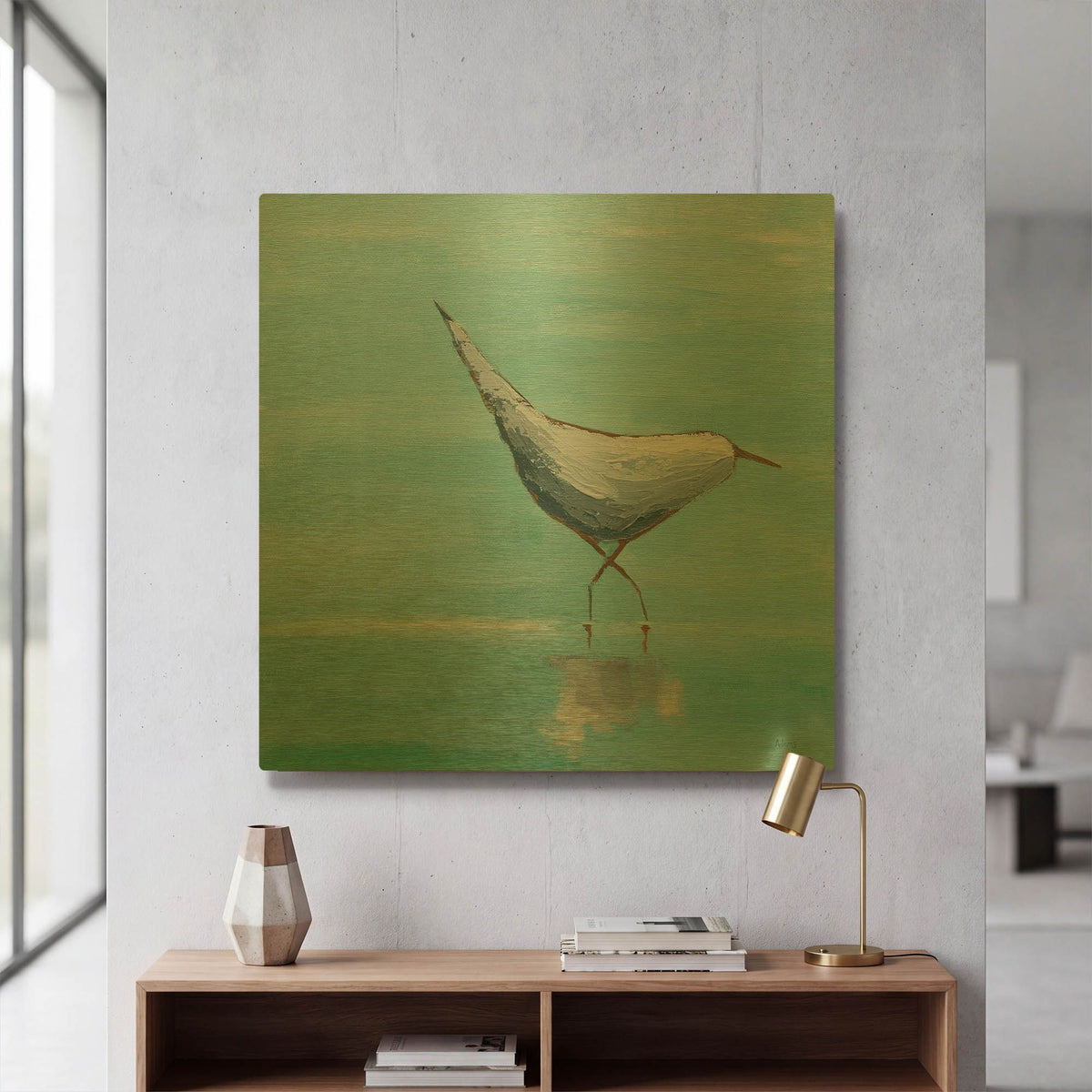 'Egret I' By Phyllis Adams Gold Metal Wall Art