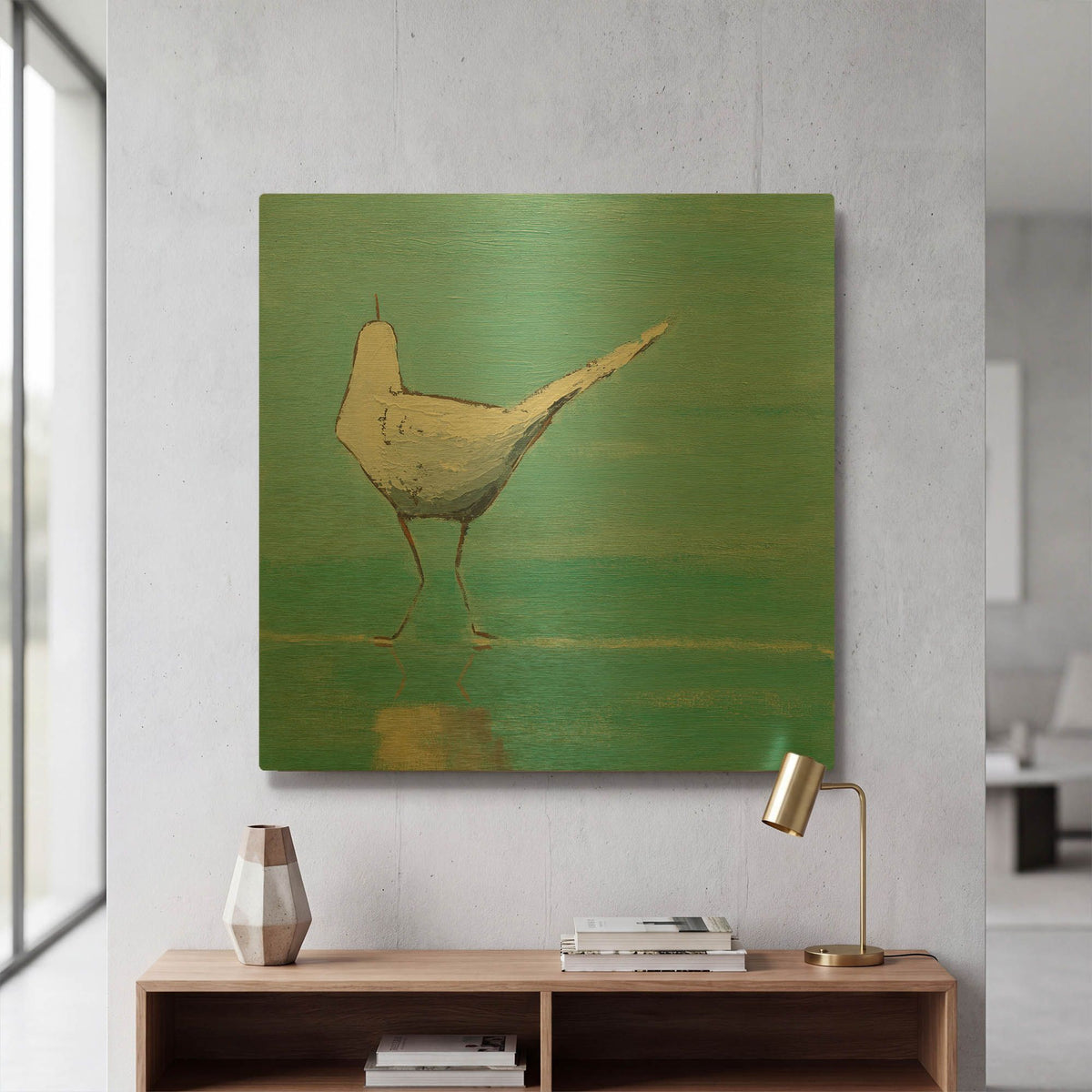 'Egret II' By Phyllis Adams Gold Metal Wall Art