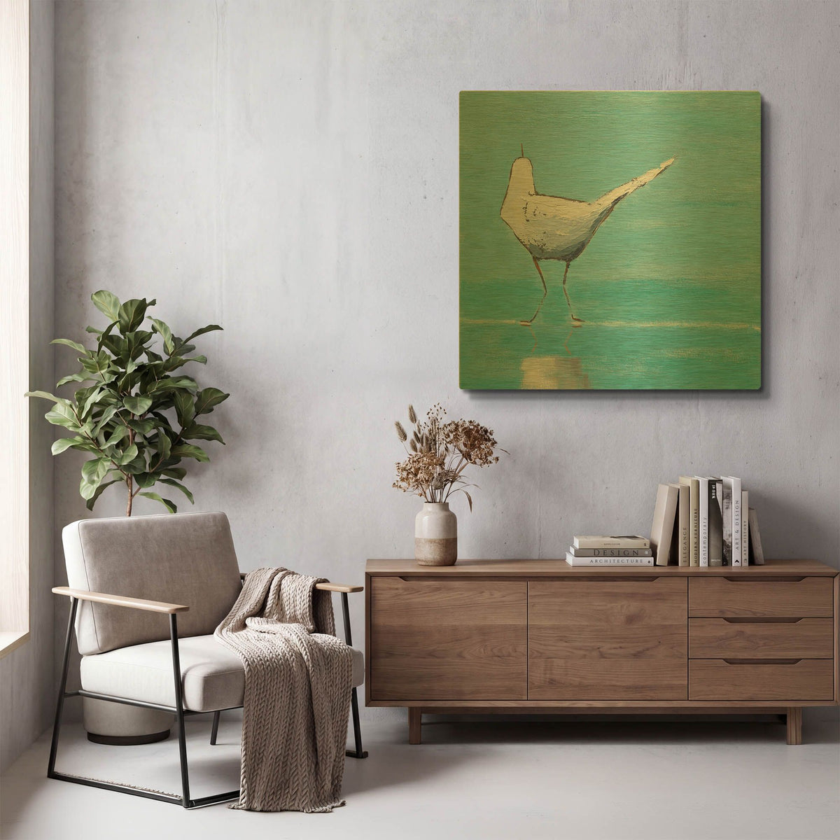 'Egret II' By Phyllis Adams Gold Metal Wall Art