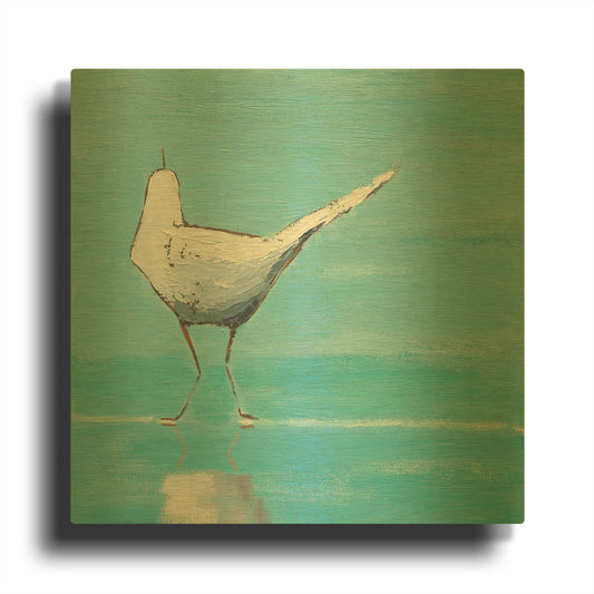 'Egret II' By Phyllis Adams Gold Metal Wall Art