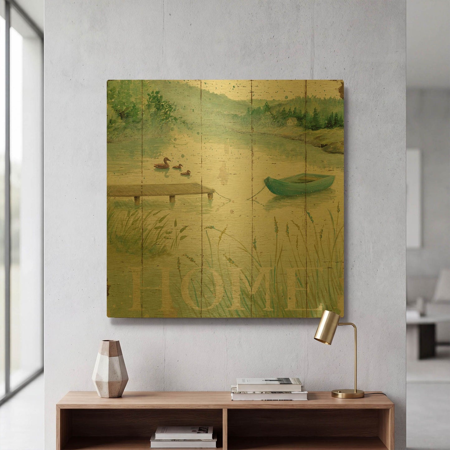 'Lakeside I' By Daphne Brissonnet Gold Metal Wall Art