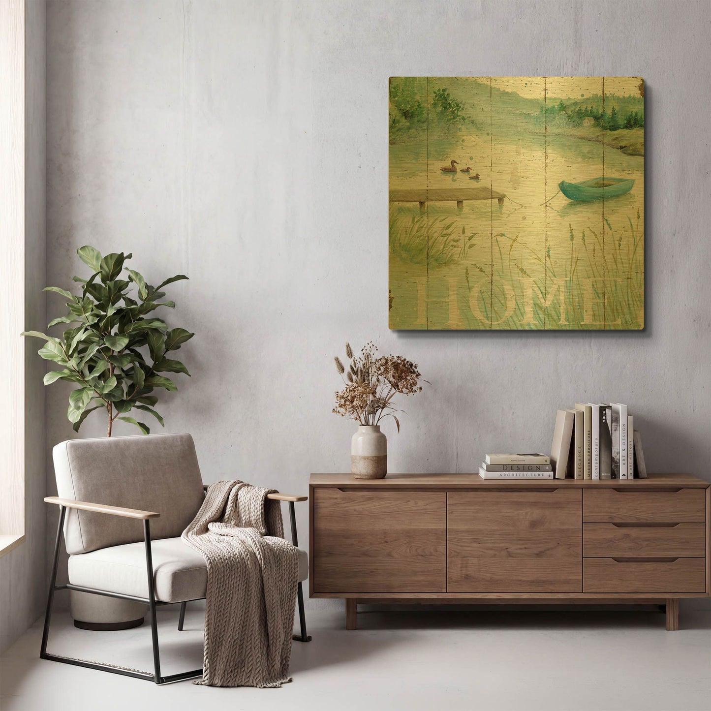 'Lakeside I' By Daphne Brissonnet Gold Metal Wall Art