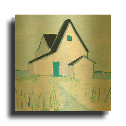 'Cottage' By Phyllis Adams Gold Metal Wall Art