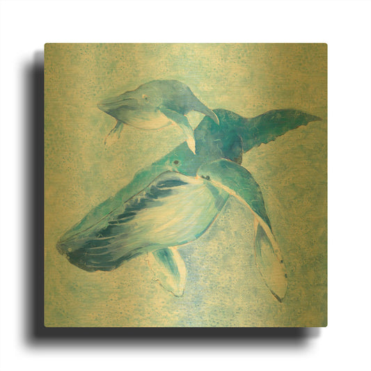 'Blue Mama v2' By Phyllis Adams Gold Metal Wall Art