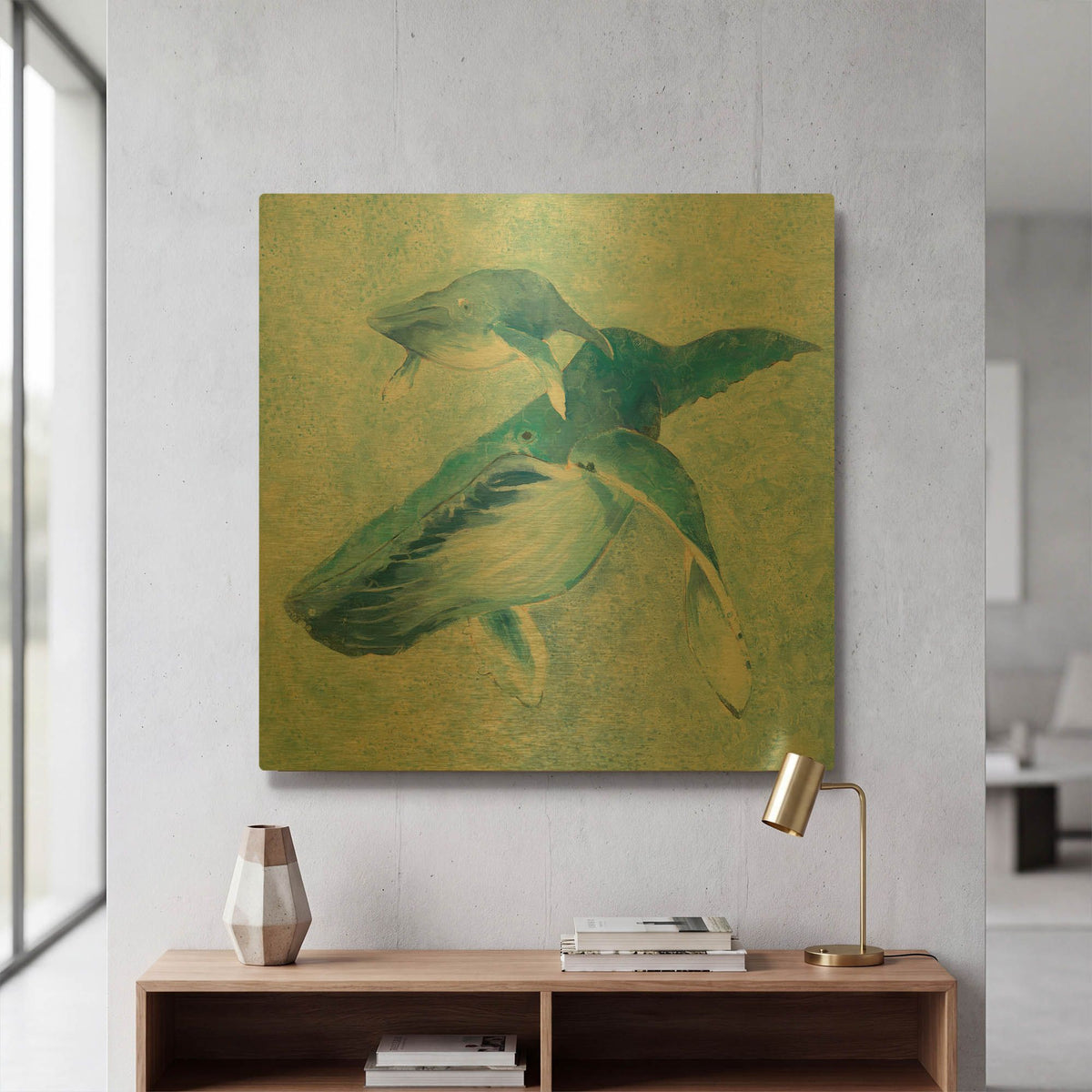 'Blue Mama v2' By Phyllis Adams Gold Metal Wall Art