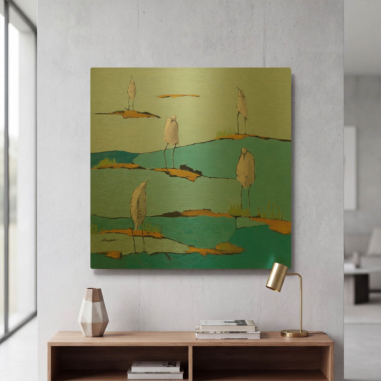 'Beach Bums v2' By Phyllis Adams Gold Metal Wall Art