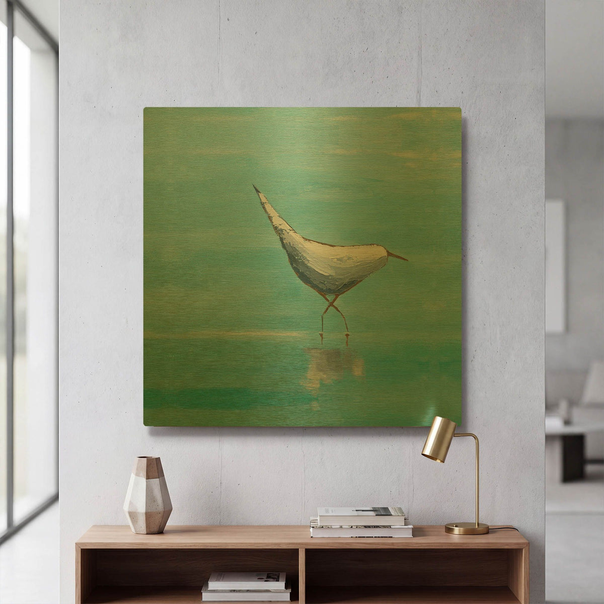 'Egret I Bright' By Phyllis Adams Gold Metal Wall Art