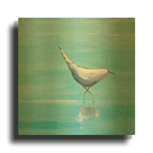 'Egret I Bright' By Phyllis Adams Gold Metal Wall Art